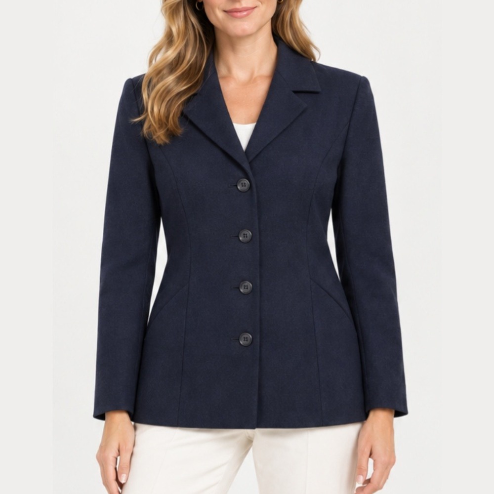 Doncaster Navy Blue Wool Jacket Blazer Light Coat Size 2P Petite Made in USA